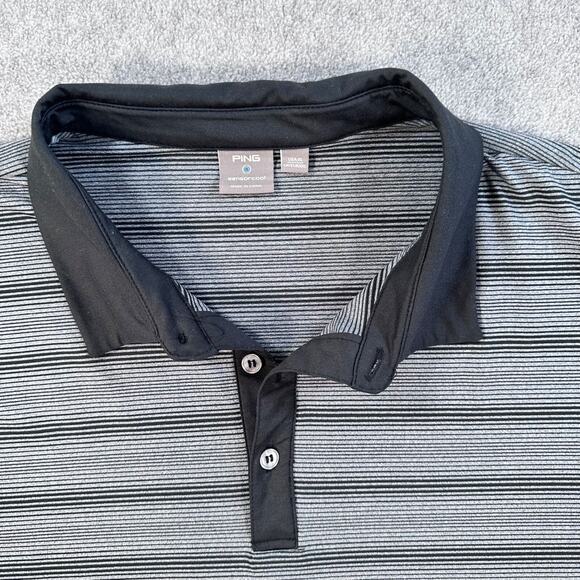 Ping Sensor Cool Striped Golf Polo Shirt Men's XL Performance Short Sleeve - Picture 3 of 11